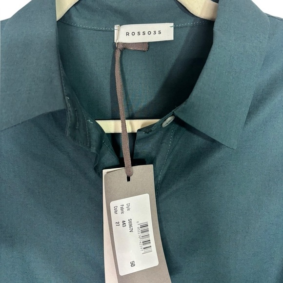 NWT Rosso35 Luxury Shirt Dress Midi in Teal Size 50 (US L) - Picture 5 of 16